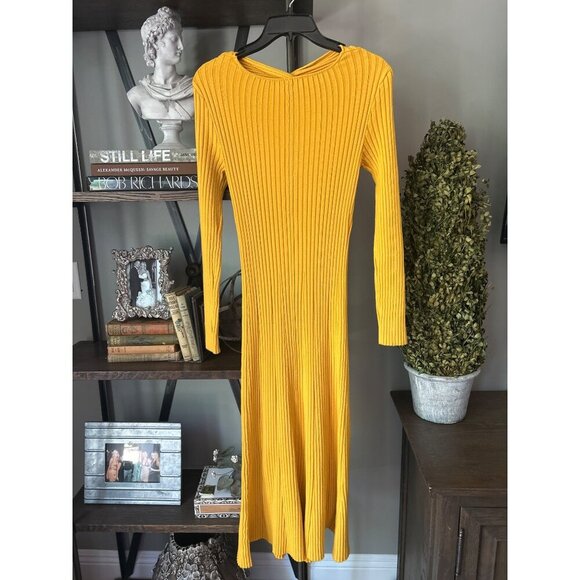 Amur Vivian Knit Midi Dress Yellow Womens Size Medium - Picture 7 of 9